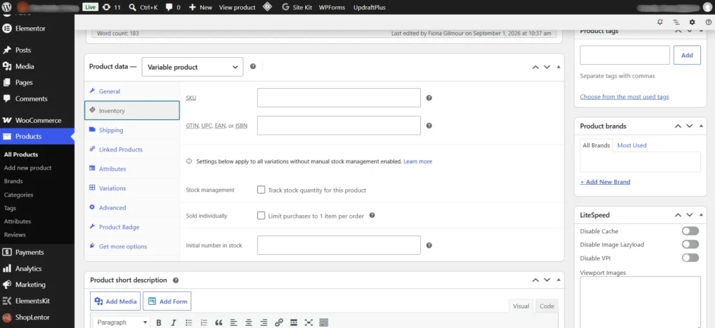 Configure WooCommerce product inventory and stock quantity